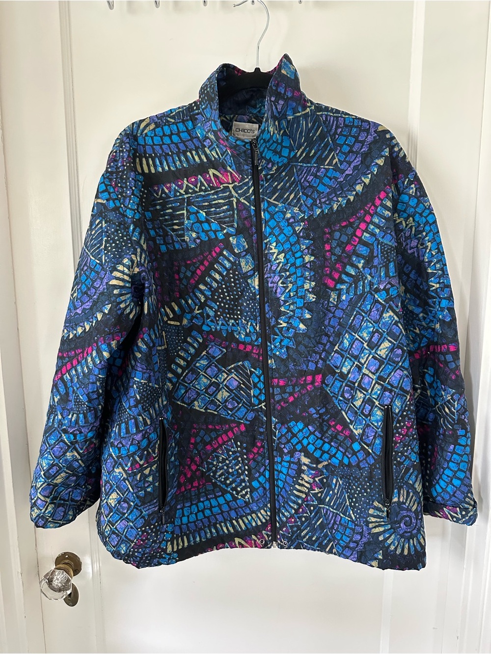 Vintage Silk Quilted Track Jacket with funky pattern